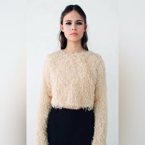 Zara Feather Effect Sweatshirt Sweater